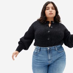 Everlane The Cropped Alpaca Cardigan Black M